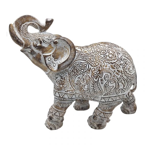 DECORATIVE ELEPHANT BROWN-WHITE COLOR 19 * 7.5 * 16.5