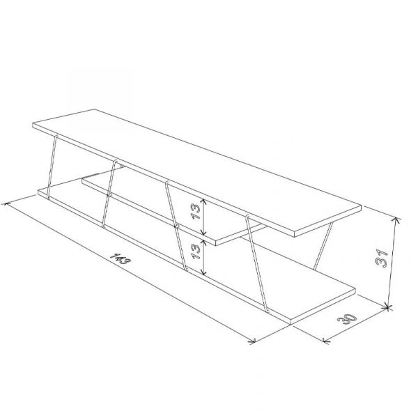 TV FURNITURE "Rafael" WALNUT-CHROME 143 * 32 * 31 3