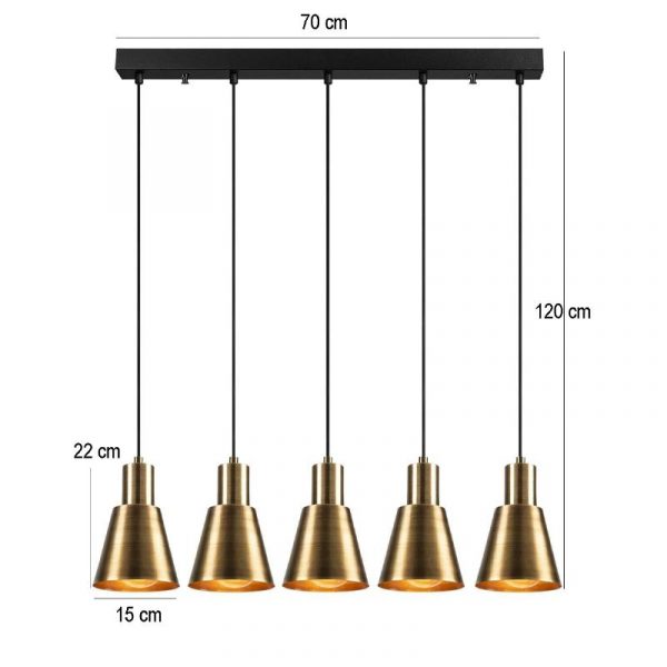 PENDANT LAMP 5 LIGHTS 220-1 BLACK-GOLD 70 * 15 * 120cm E27 2